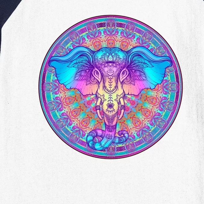 Elephant Mandala Pastel Rainbow Baseball Sleeve Shirt