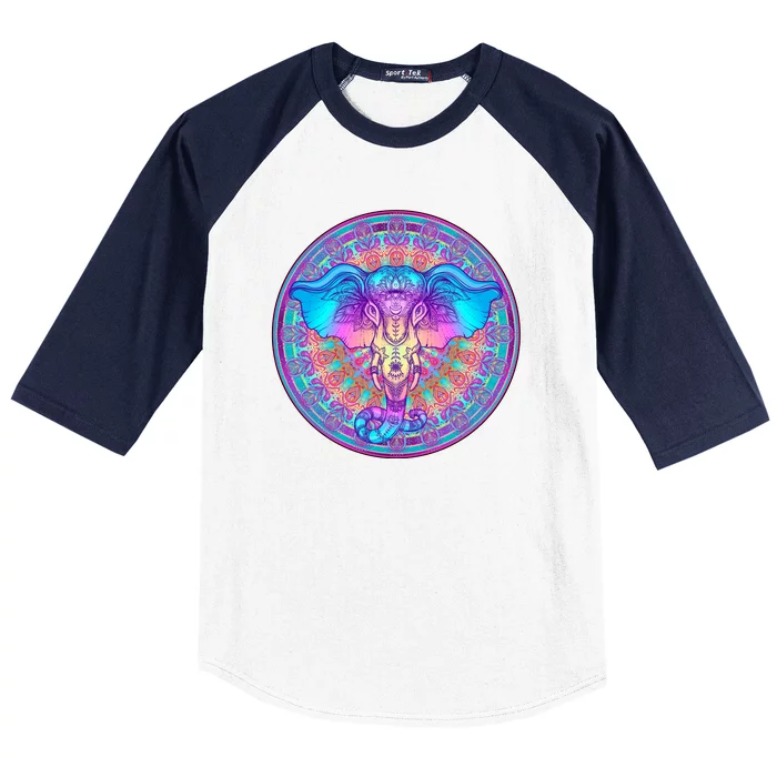 Elephant Mandala Pastel Rainbow Baseball Sleeve Shirt