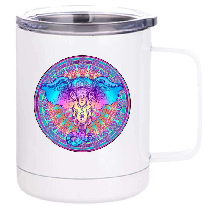 Elephant Mandala Pastel Rainbow Front & Back 12oz Stainless Steel Tumbler Cup