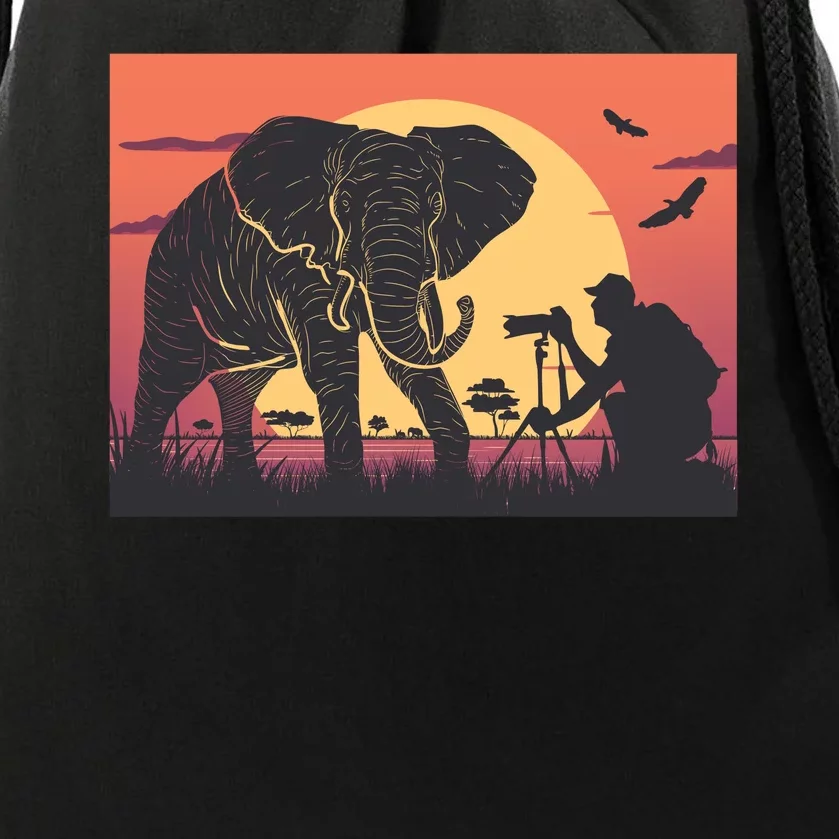 Elephant Photography Drawstring Bag