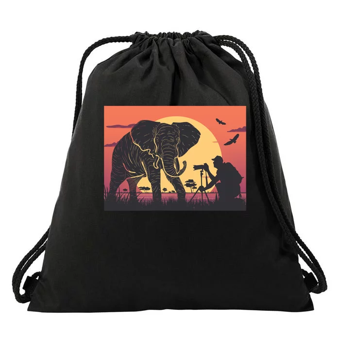 Elephant Photography Drawstring Bag