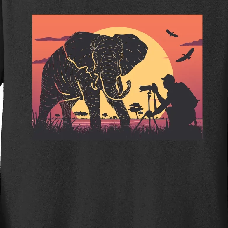 Elephant Photography Kids Long Sleeve Shirt