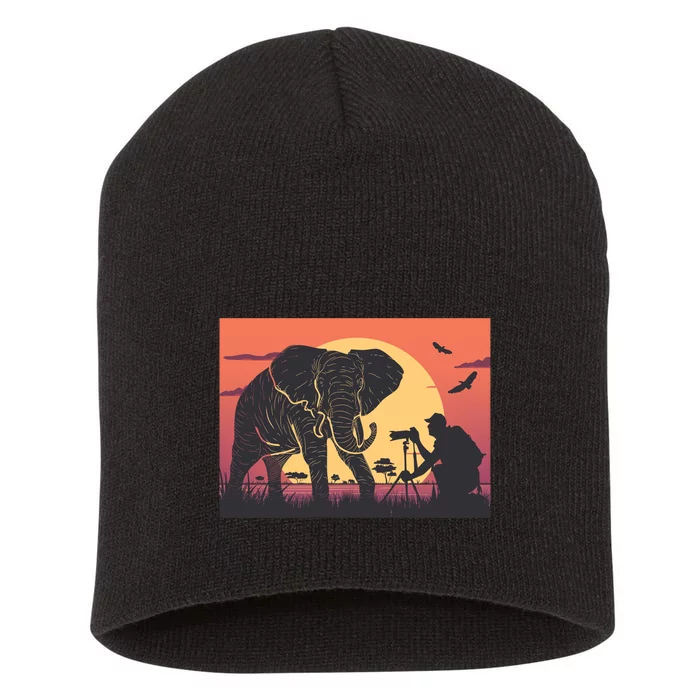 Elephant Photography Short Acrylic Beanie