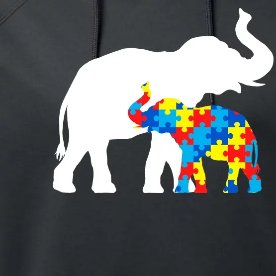 Elephant Puzzle Autism Parents Performance Fleece Hoodie