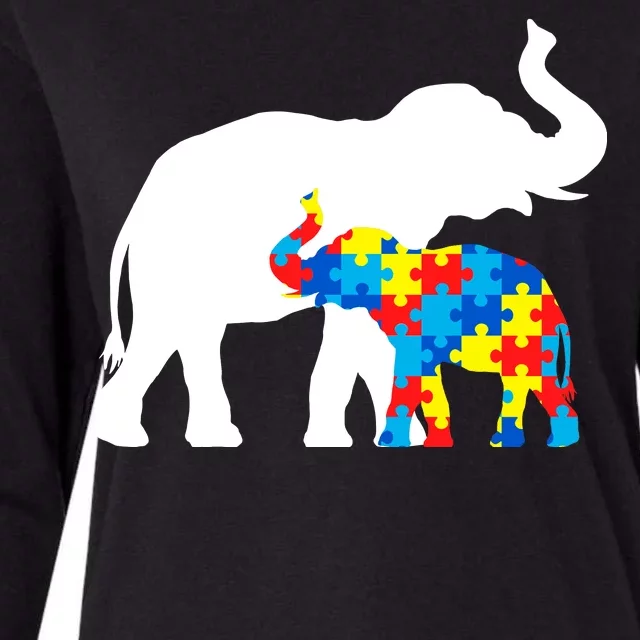 Elephant Puzzle Autism Parents Womens Cotton Relaxed Long Sleeve T-Shirt