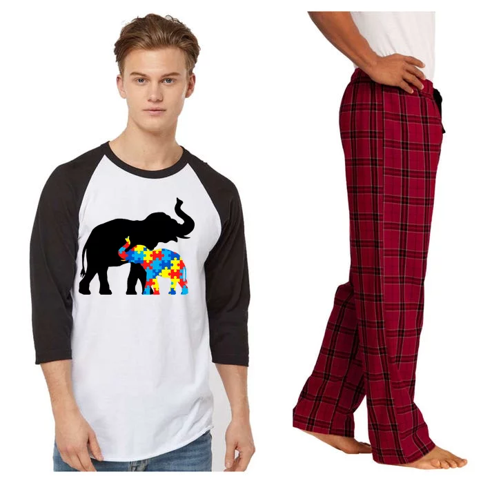 Elephant Puzzle Autism Parents Raglan Sleeve Pajama Set