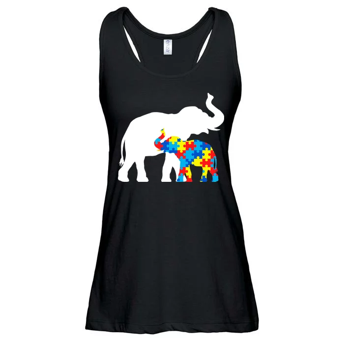 Elephant Puzzle Autism Parents Ladies Essential Flowy Tank