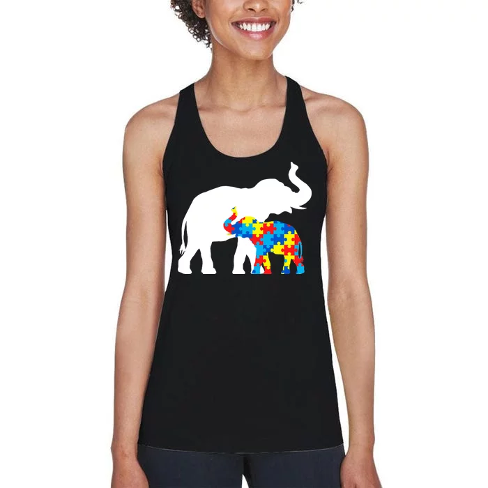 Elephant Puzzle Autism Parents Women's Racerback Tank