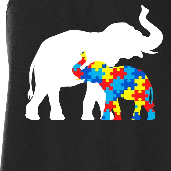 Elephant Puzzle Autism Parents Women's Racerback Tank