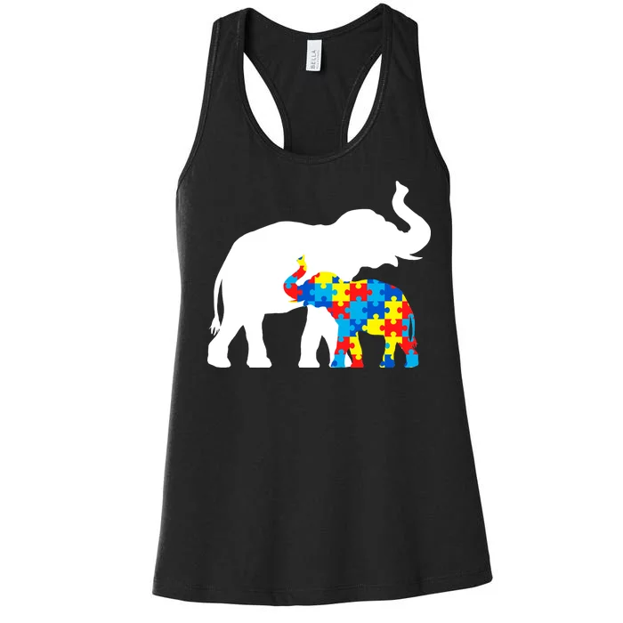 Elephant Puzzle Autism Parents Women's Racerback Tank