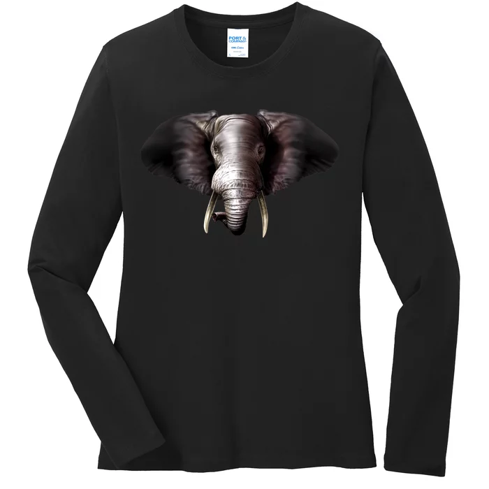 Elephant Tusks Wildlife Ladies Long Sleeve Shirt