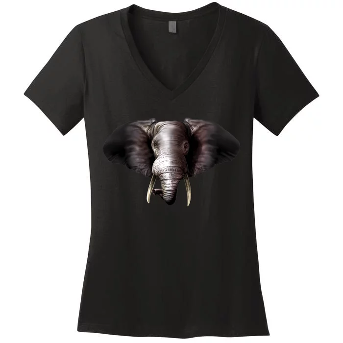 Elephant Tusks Wildlife Women's V-Neck T-Shirt