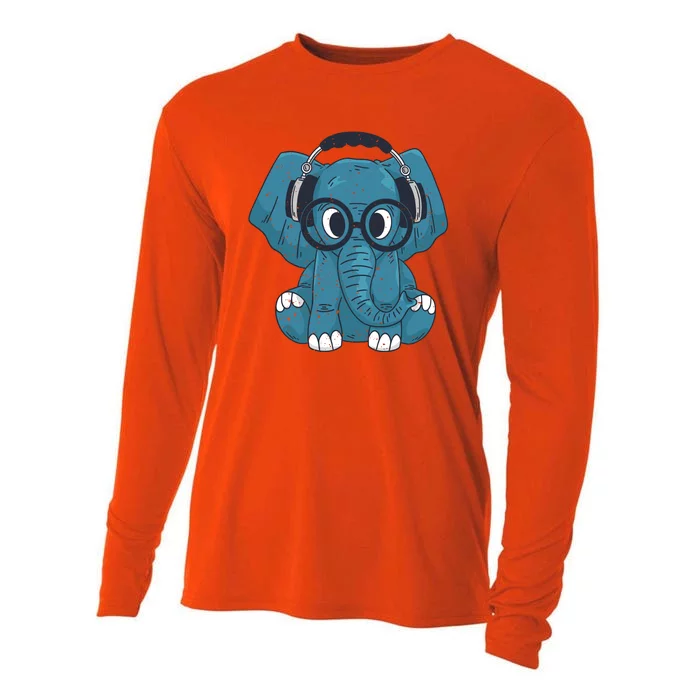 Elephant With Glasses Cooling Performance Long Sleeve Crew