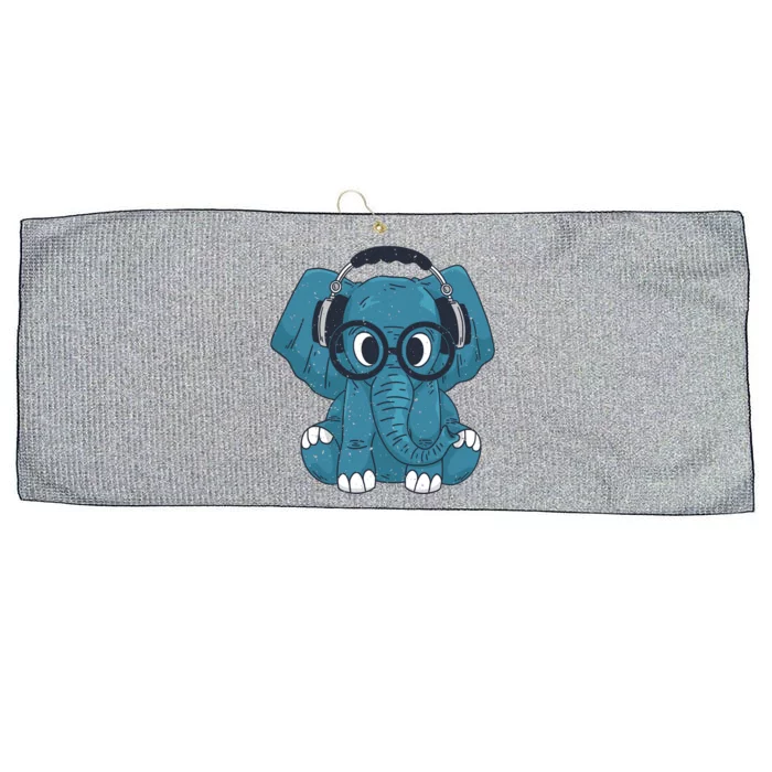 Elephant With Glasses Large Microfiber Waffle Golf Towel