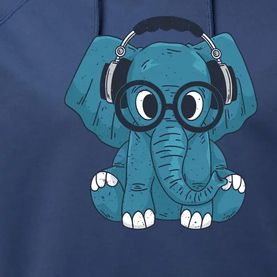 Elephant With Glasses Performance Fleece Hoodie