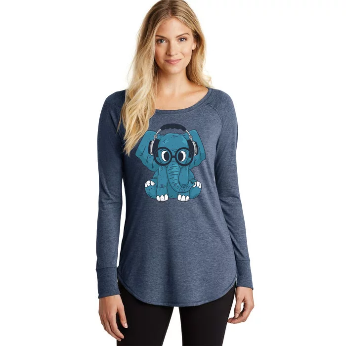 Elephant With Glasses Women's Perfect Tri Tunic Long Sleeve Shirt