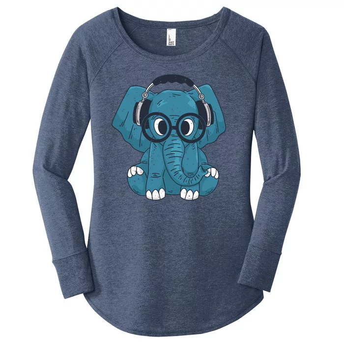 Elephant With Glasses Women's Perfect Tri Tunic Long Sleeve Shirt