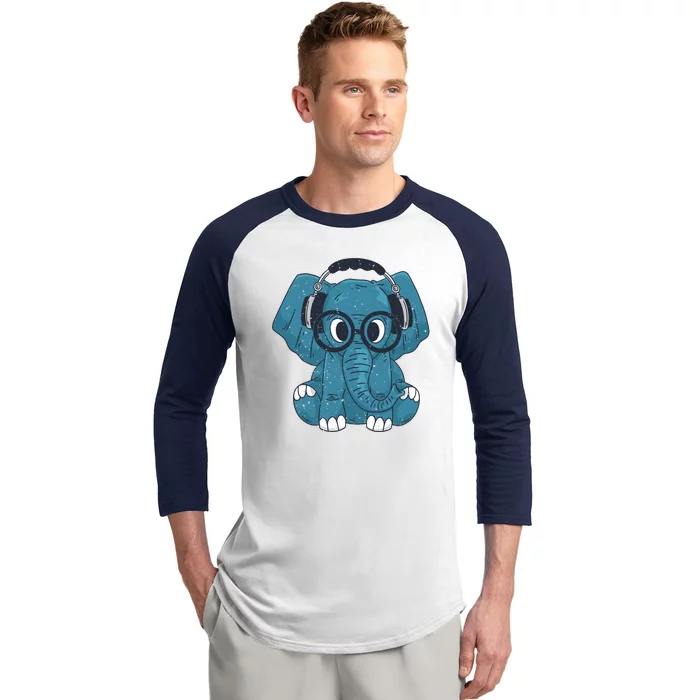 Elephant With Glasses Baseball Sleeve Shirt