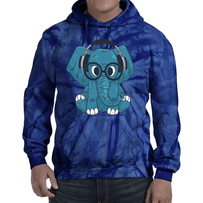 Elephant With Glasses Tie Dye Hoodie