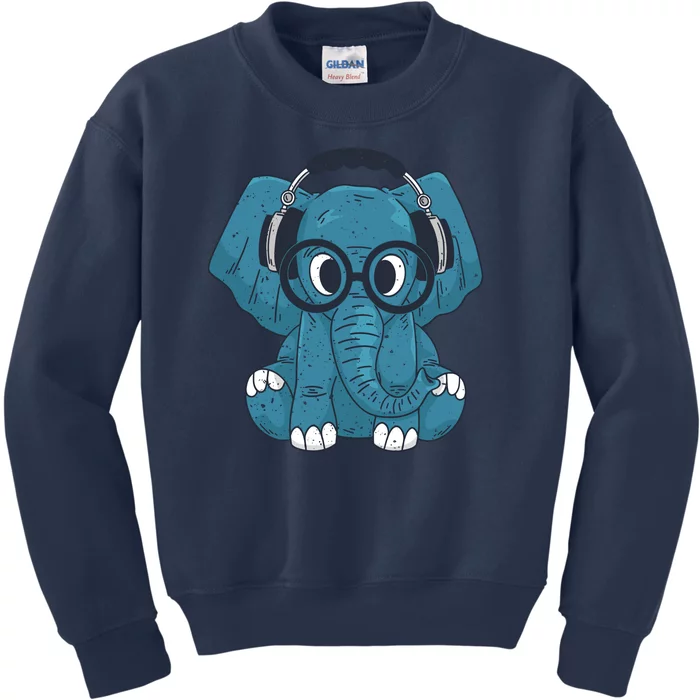 Elephant With Glasses Kids Sweatshirt