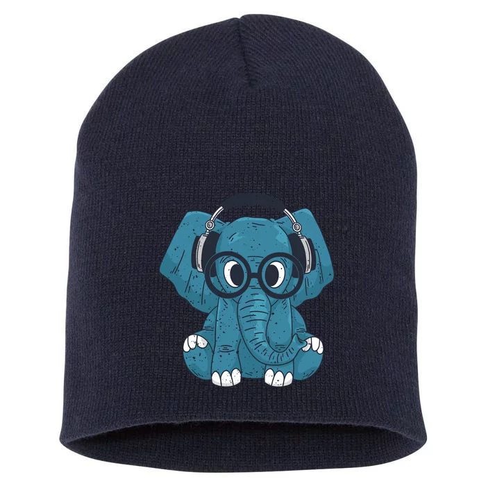 Elephant With Glasses Short Acrylic Beanie