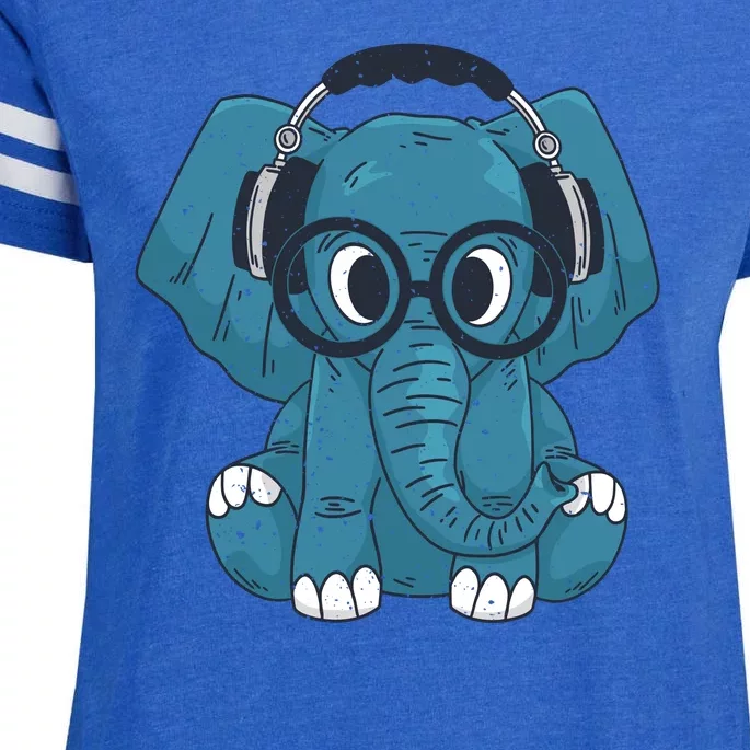 Elephant With Glasses Enza Ladies Jersey Football T-Shirt