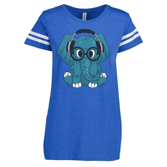 Elephant With Glasses Enza Ladies Jersey Football T-Shirt