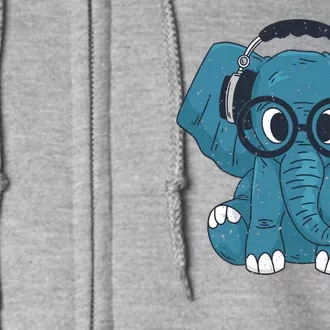 Elephant With Glasses Full Zip Hoodie