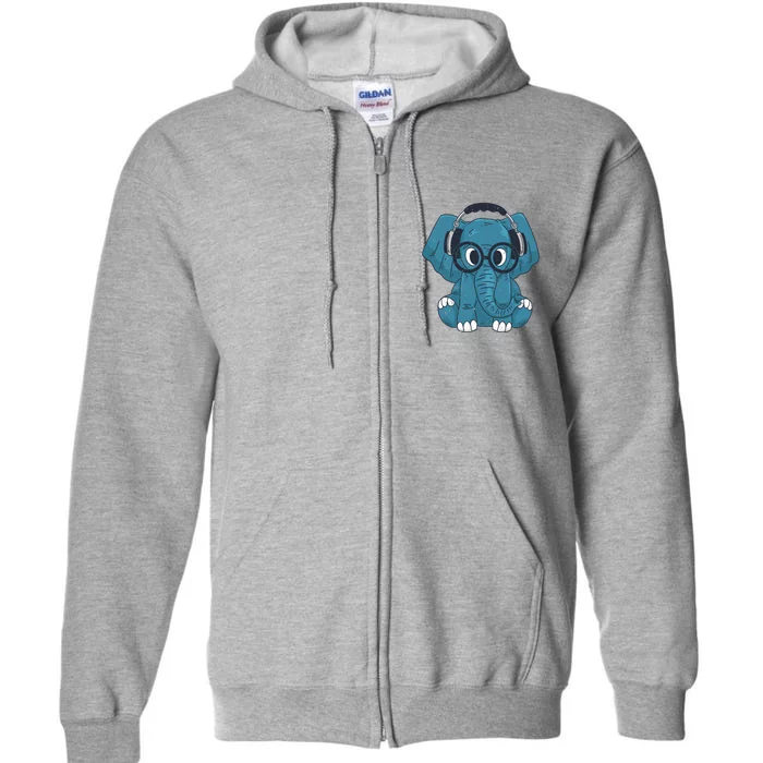 Elephant With Glasses Full Zip Hoodie