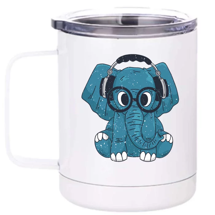 Elephant With Glasses Front & Back 12oz Stainless Steel Tumbler Cup