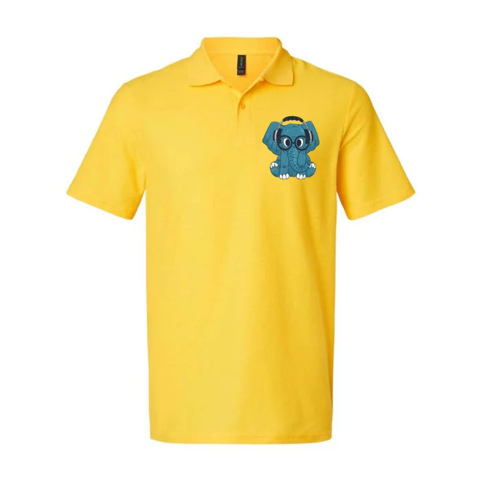 Elephant With Glasses Softstyle Adult Sport Polo