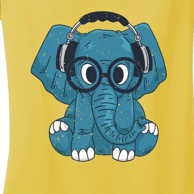 Elephant With Glasses Women's V-Neck T-Shirt