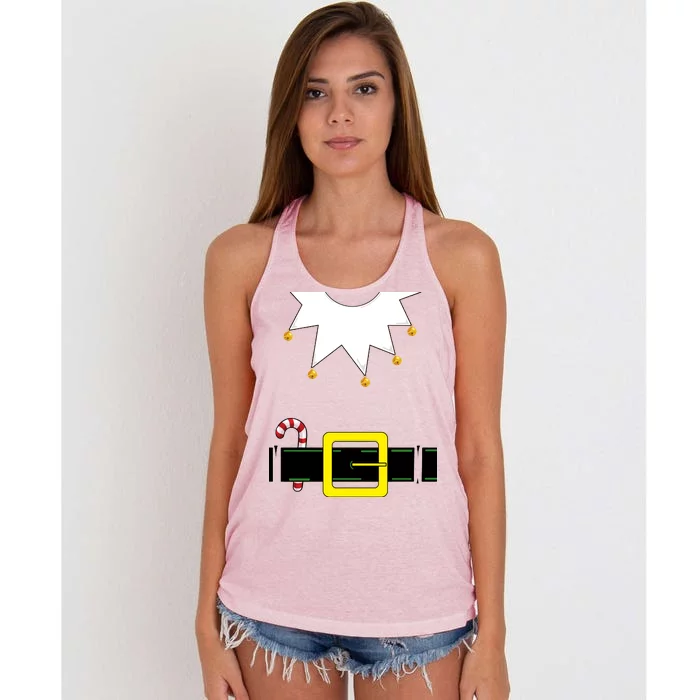 Elf Costume With Candy Cane Women's Knotted Racerback Tank