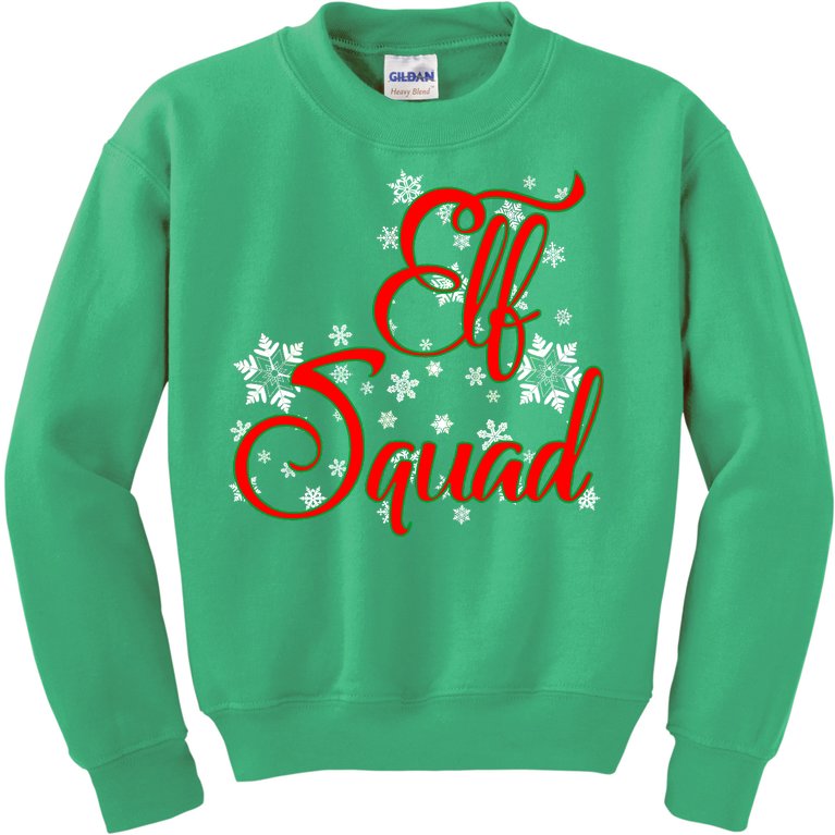 Elf Squad Funny Christmas Elf Kids Sweatshirt