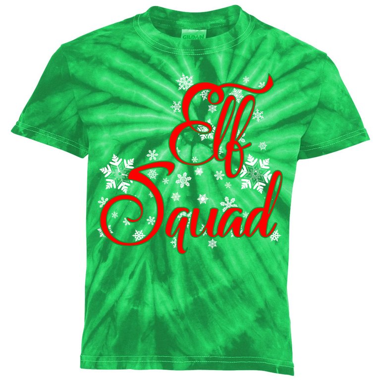 Elf Squad Funny Christmas Elf Kids Tie-Dye T-Shirt