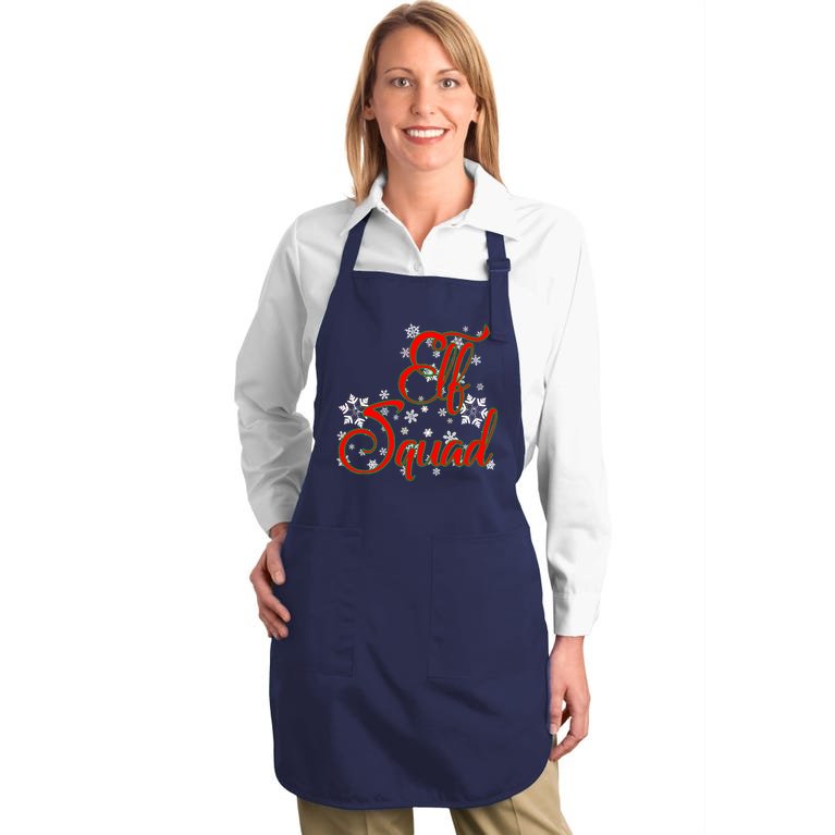 Elf Squad Funny Christmas Elf Full-Length Apron With Pockets