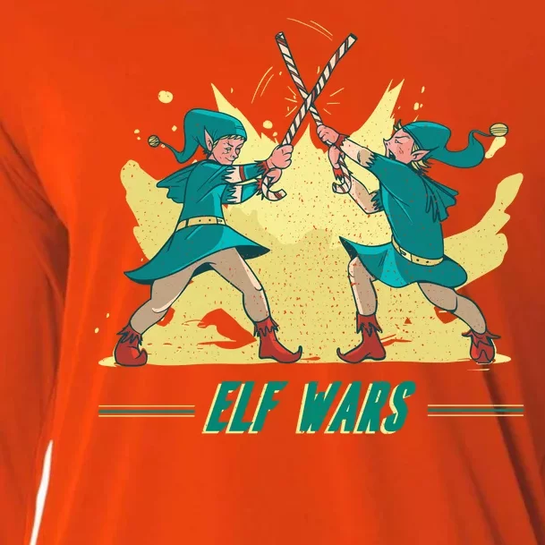 Elf Wars Funny Christmas Cooling Performance Long Sleeve Crew