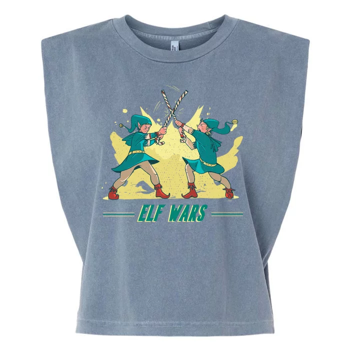 Elf Wars Funny Christmas Garment-Dyed Women's Muscle Tee