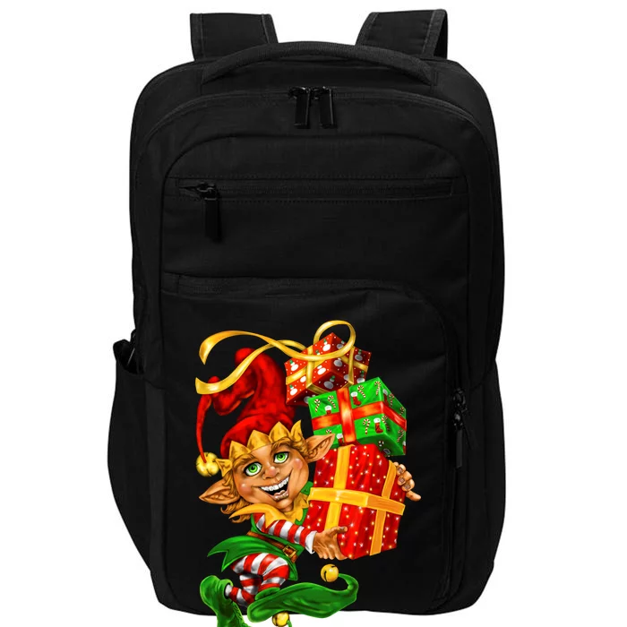 Elf With Stack Of Gifts Impact Tech Backpack