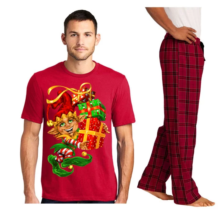 Elf With Stack Of Gifts Pajama Set