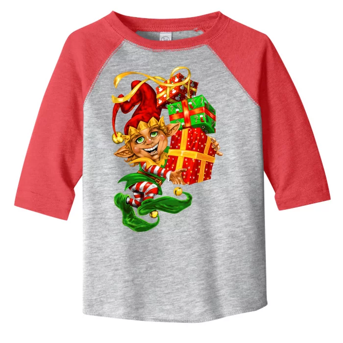 Elf With Stack Of Gifts Toddler Fine Jersey T-Shirt