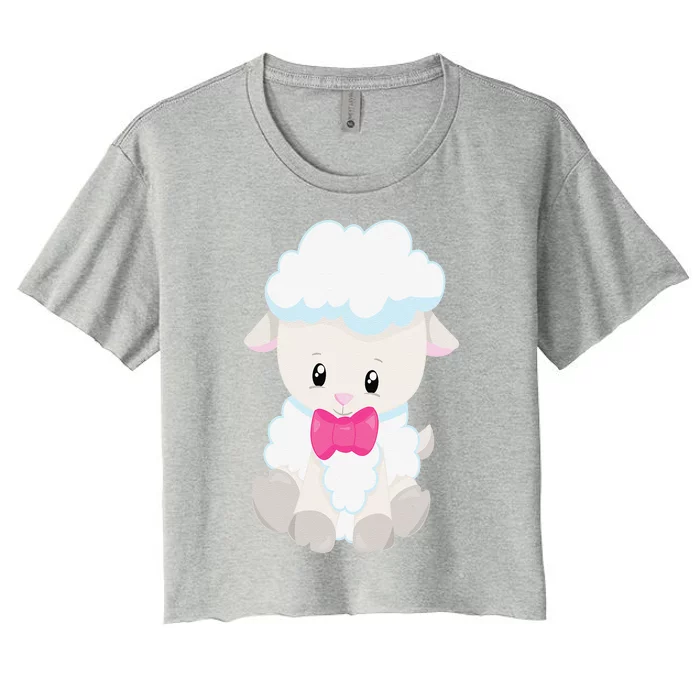 Easter Lamb Fluffy Sheep School Teacher Mom Women's Crop Top Tee