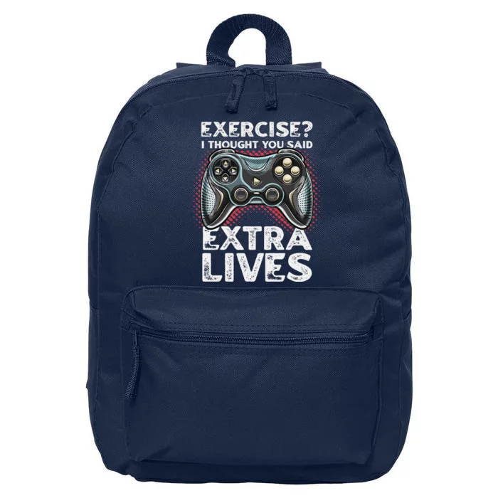 Extra Lives Funny Video Game Controller Retro Gamer 16 in Basic Backpack