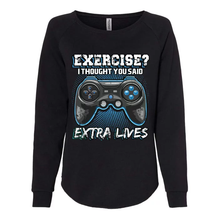 Extra Lives Funny Video Game Controller Retro Gamer Boy Womens California Wash Sweatshirt