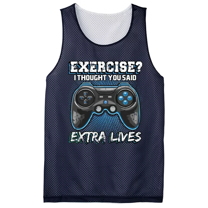 Extra Lives Funny Video Game Controller Retro Gamer Boy Mesh Reversible Basketball Jersey Tank