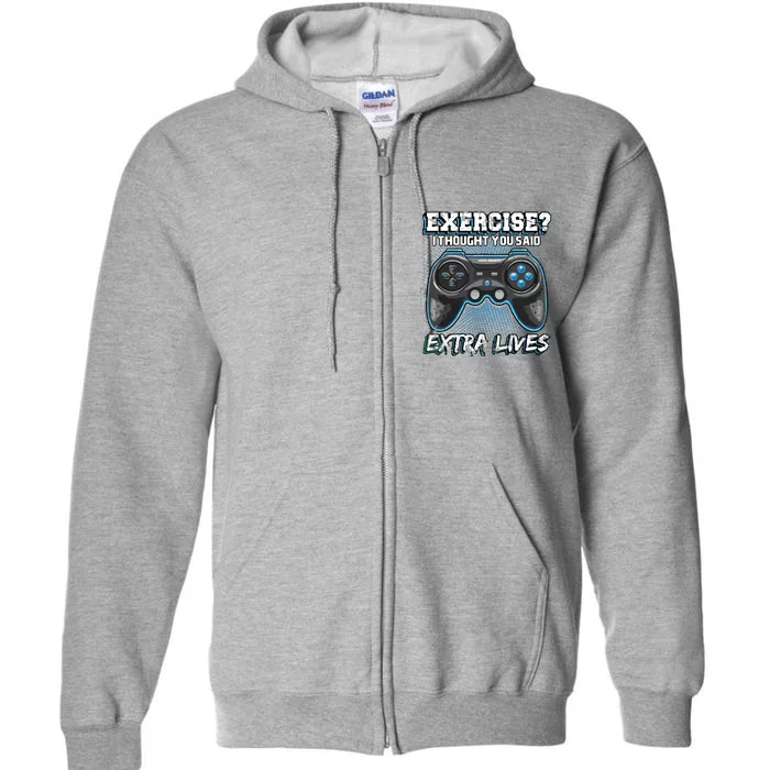 Extra Lives Funny Video Game Controller Retro Gamer Boy Full Zip Hoodie