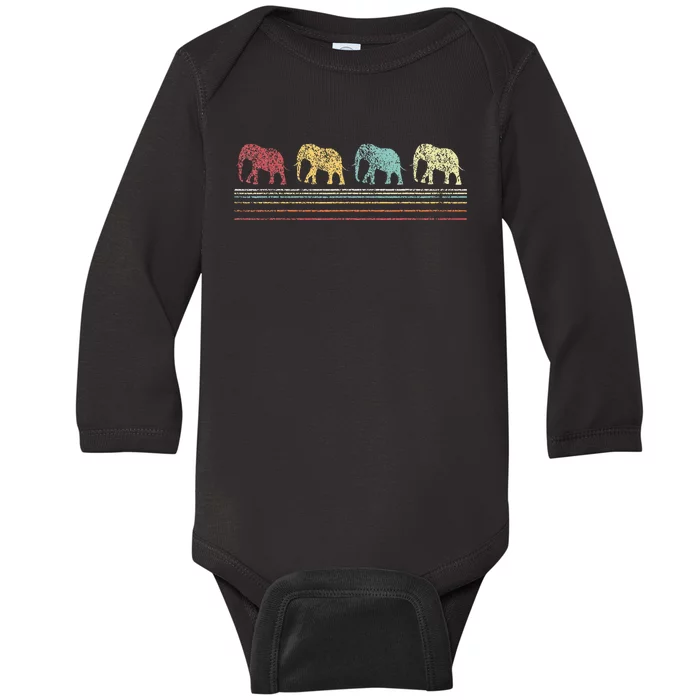 Elephant Lover Funny Elephant Retro Baby Long Sleeve Bodysuit