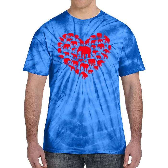 Elephant Lover Funny Love Heart Elephant Valentine's Day Gift Tie-Dye T-Shirt