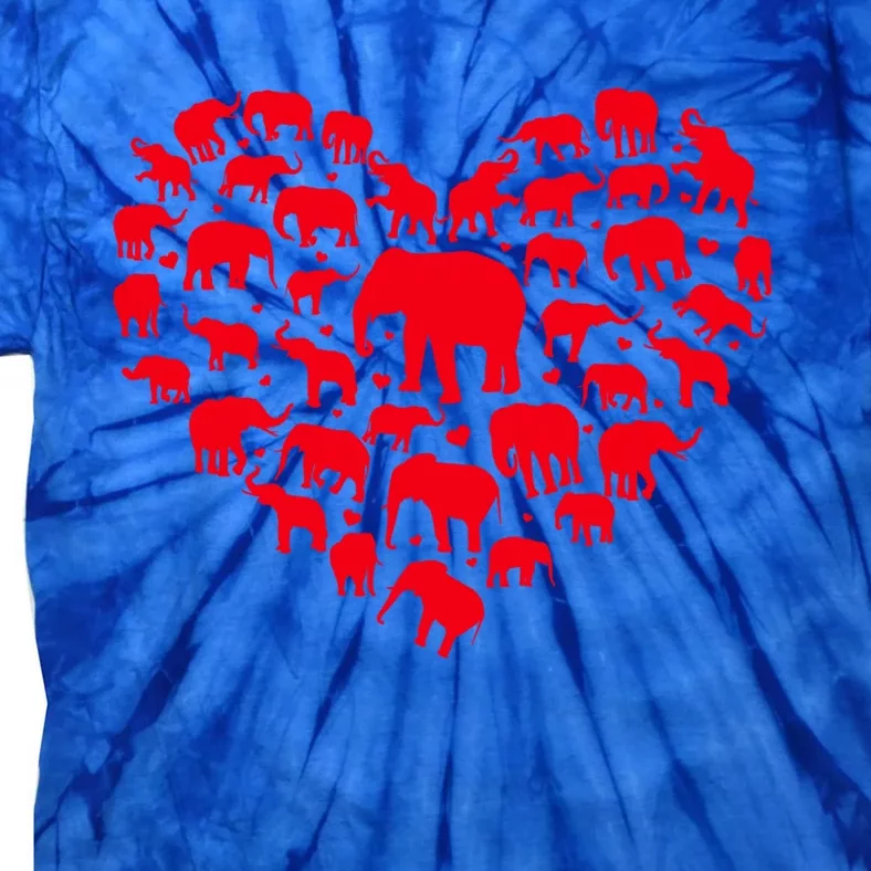 Elephant Lover Funny Love Heart Elephant Valentine's Day Gift Tie-Dye T-Shirt