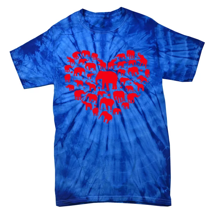 Elephant Lover Funny Love Heart Elephant Valentine's Day Gift Tie-Dye T-Shirt